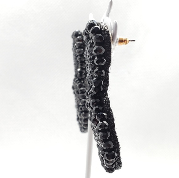 Black handmade earrings, jewelry statement earring - Picture 5 of 7